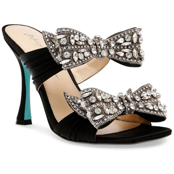 Betsey Johnson Shoes - Betsy Johnson | Midge Satin Rhinestone Bow Heel Size: 8